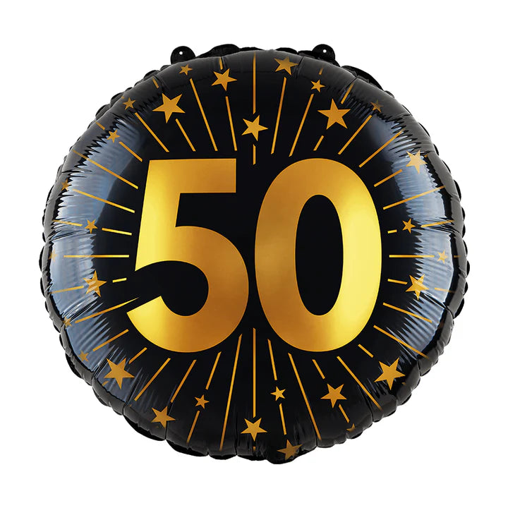 Afbeelding van Folie Ballon 50 zwart-goud