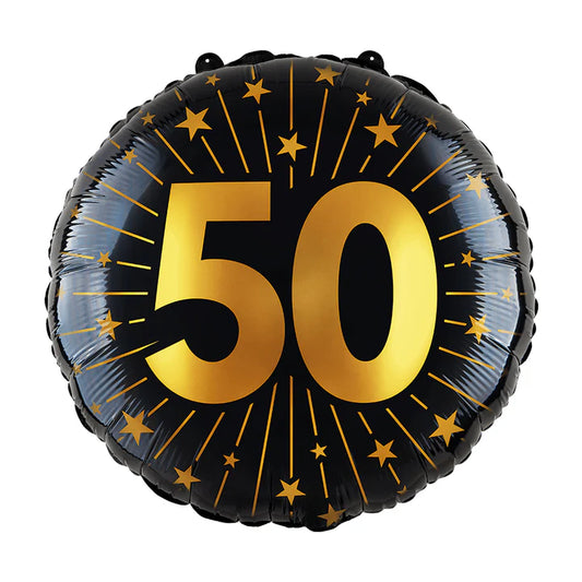 Afbeelding van Folie Ballon 50 zwart-goud