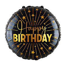Afbeelding van Folie Ballon Happy Birthday zwart-goud