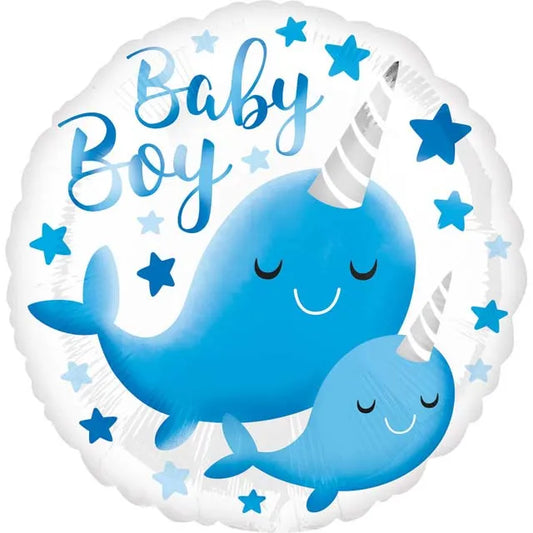 Afbeelding van Folie Narwhal Baby Boy met helium
