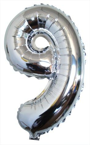 Afbeelding van Folie ballon #9 zilver 90cm. met helium