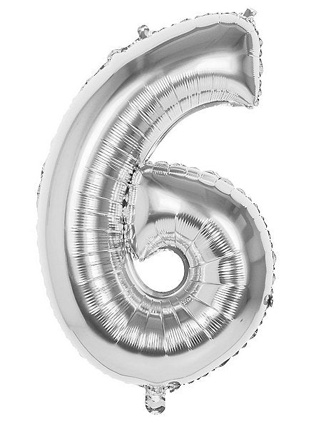 Afbeelding van Folieballon #6 Zilver 90cm. met helium