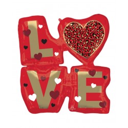 Afbeelding van Folieballon s shape Love animal print met helium