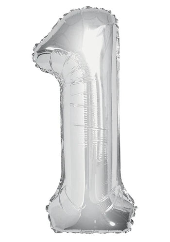 Foliecijfer klein "1" zilver