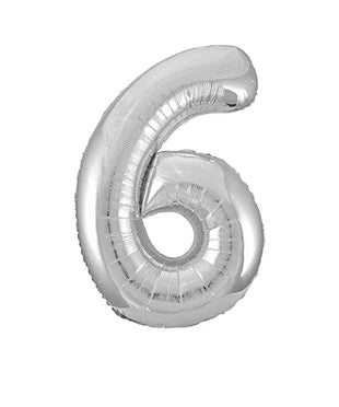 Foliecijfer klein "6" zilver