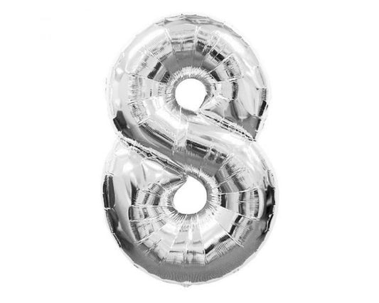 Foliecijfer klein "8" zilver