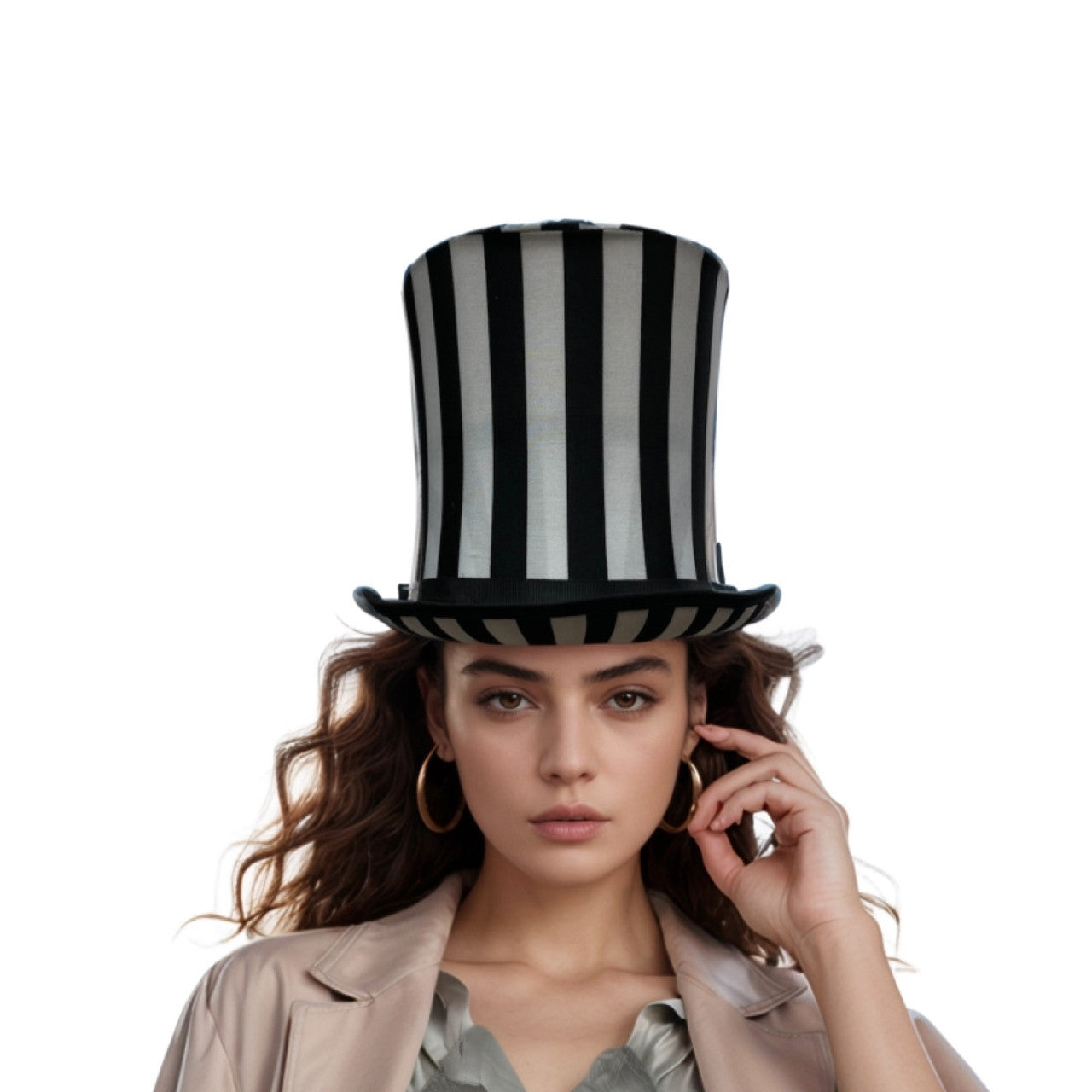 Afbeelding van H.Hoed striped black & white