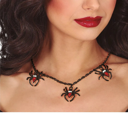 Afbeelding van Halsketting spinnen zwart-rood