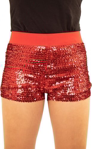Afbeelding van Hotpants pailletten rood LXL