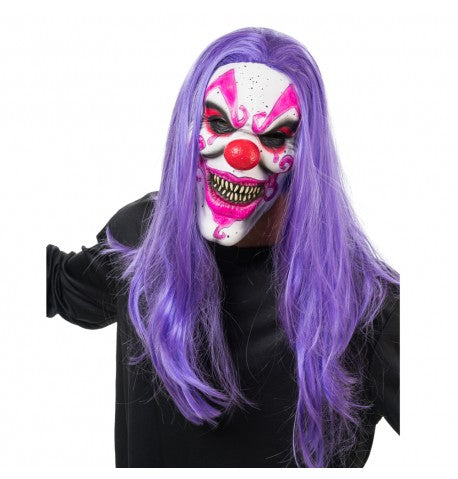 Afbeelding van Latex Masker Crazy Violet Clown