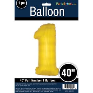Afbeelding van Folie cijfer 1 goud 40" met helium