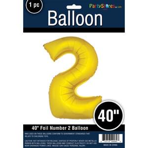 Afbeelding van Folie cijfer 2 goud 40" met helium