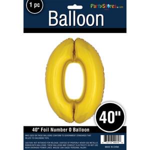 Afbeelding van Folie cijfer 0 goud 40" met helium