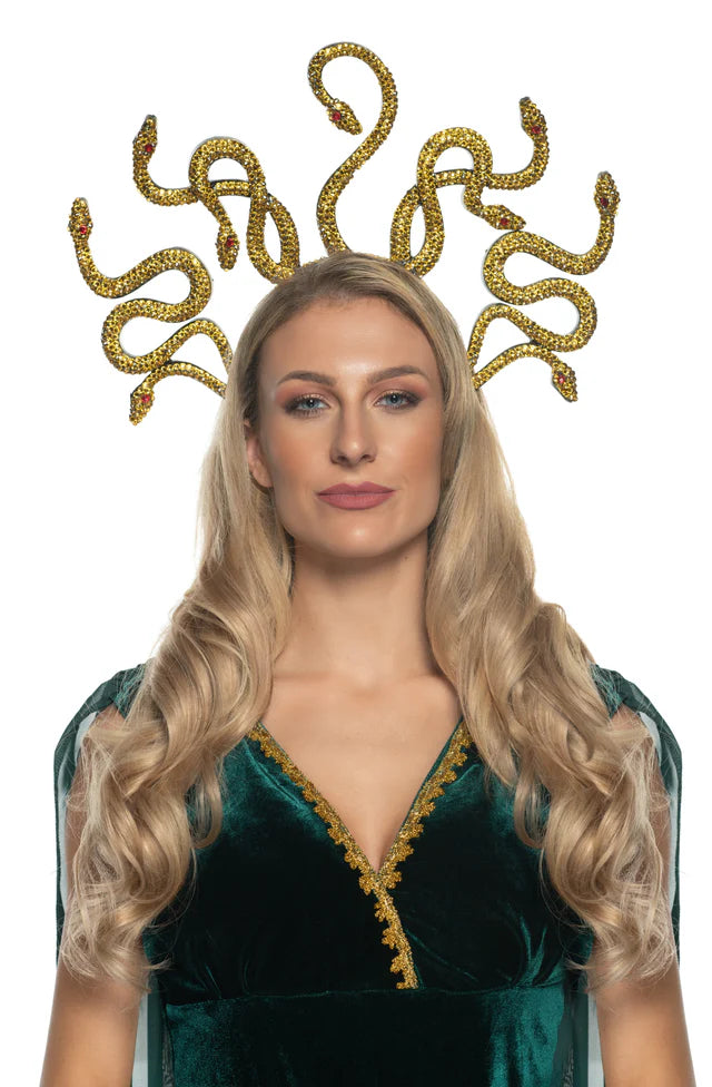 Afbeelding van Medusa Slangen Hoofdband  goud steentjes