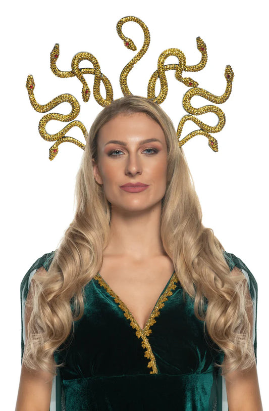 Afbeelding van Medusa Slangen Hoofdband  goud steentjes