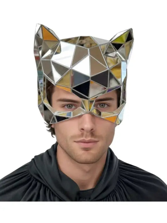 Afbeelding van Mirror Cat Mask Silver
