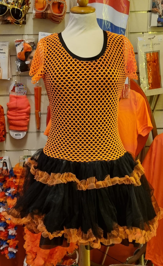 Afbeelding van 80's neon oranje jurk