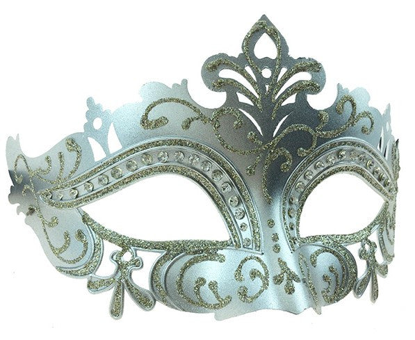 Afbeelding van Oogmasker Domino glitter zilver