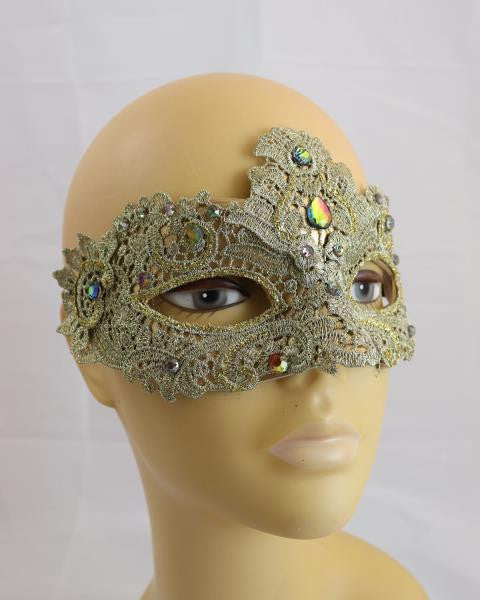 Oogmasker Domino kant goud steentjes