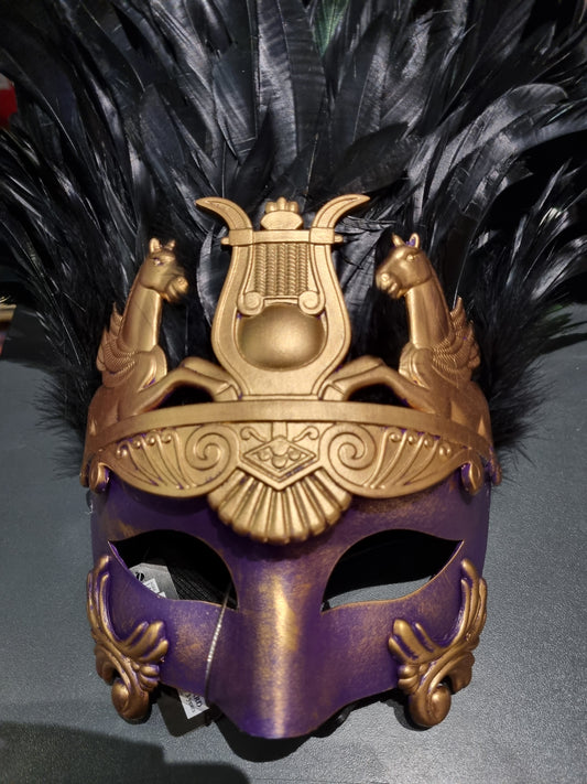 Afbeelding van Oogmasker Domino prpgld met veren
