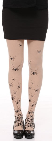 Afbeelding van Panty huidskleur met spinnen
