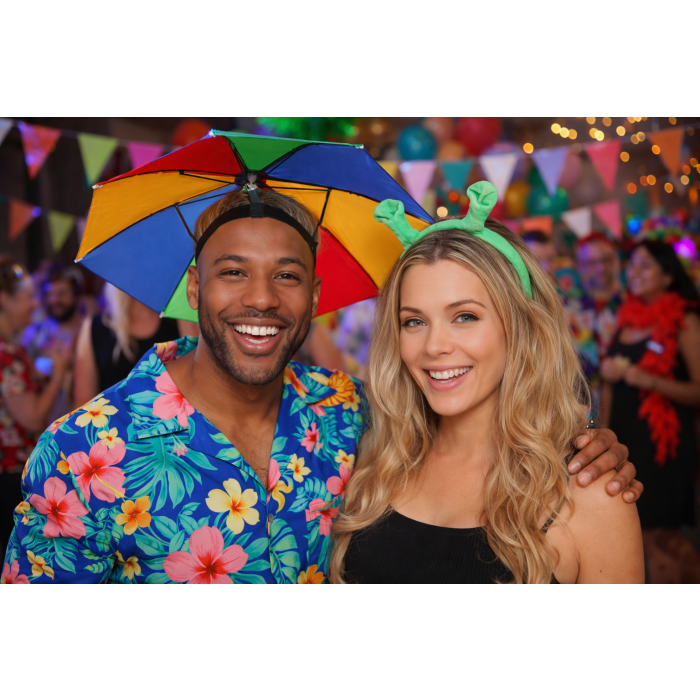 Afbeelding van Paraplu hoed regenboog