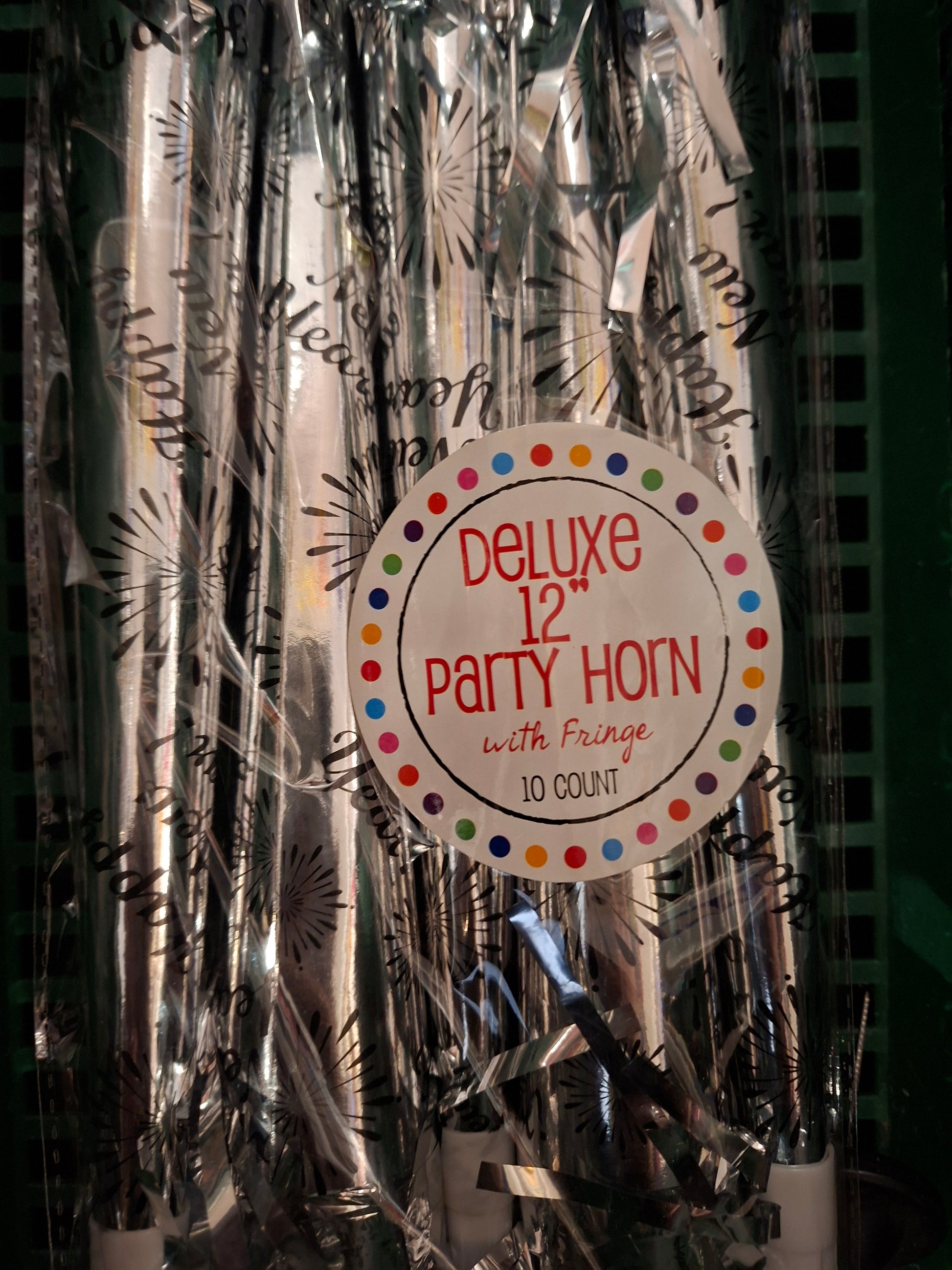 Afbeelding van Partyhorn zilver happy new year 10pack