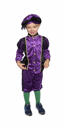 Afbeelding van Pietenpak paars-zwart maat 116