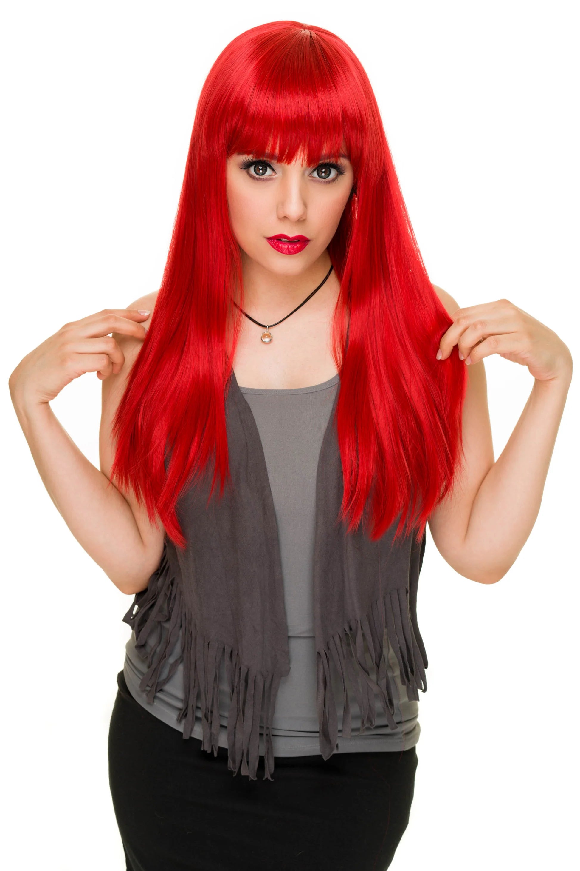 Afbeelding van Pin up straight lang Red