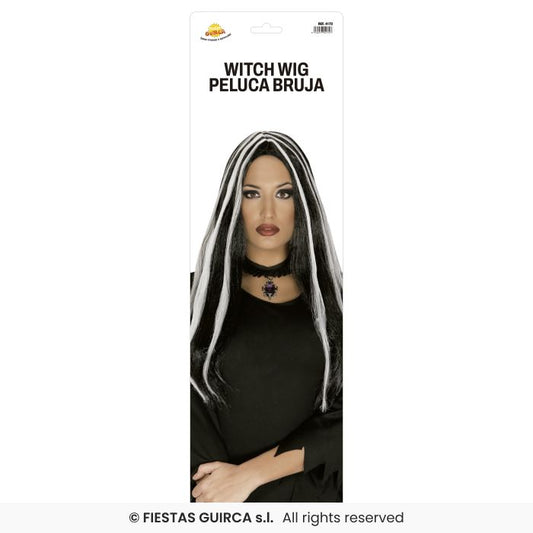 Afbeelding van Pruik heks zwart met witte plukjes