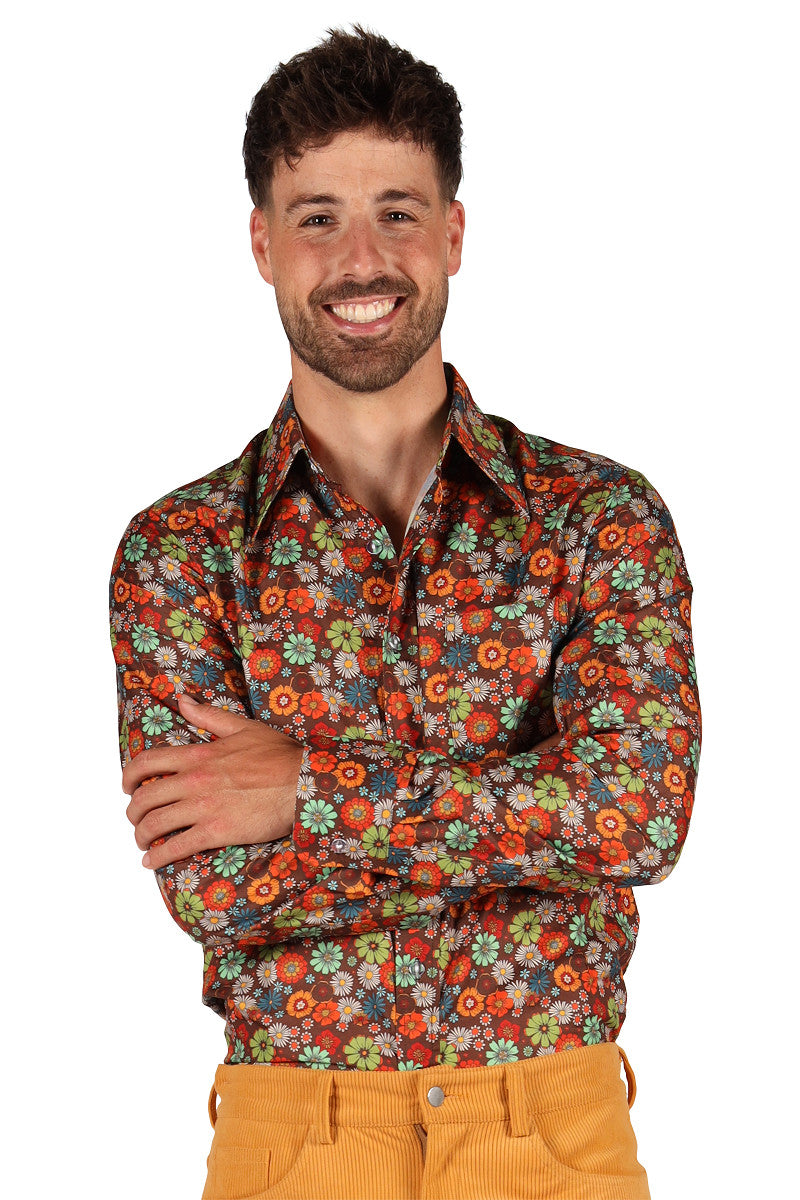  Afbeelding van Retro 70´s Shirt Flowers  M