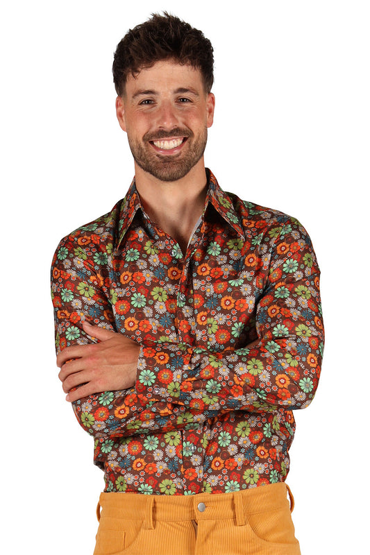 Afbeelding van Retro 70´s Shirt Flowers  M