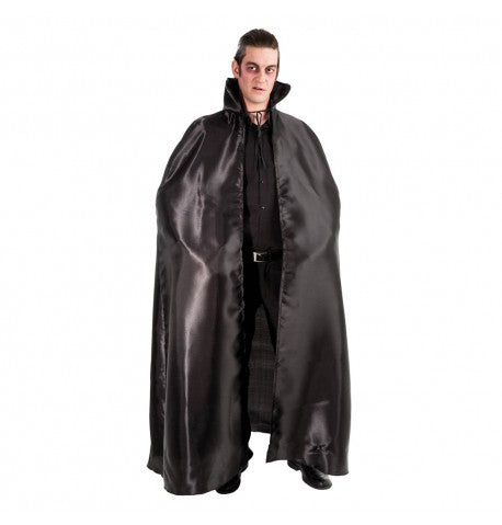 Afbeelding van Satin cape with collar  black 163cm