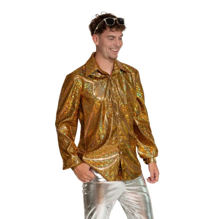 Afbeelding van Shirt Disco Shiny Goud M