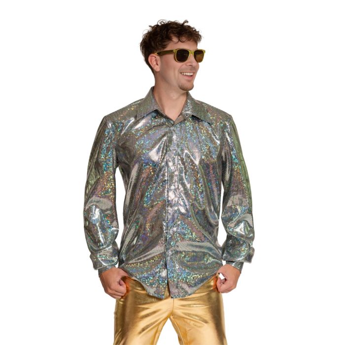 Afbeelding van Shirt Disco Shiny Zilver L