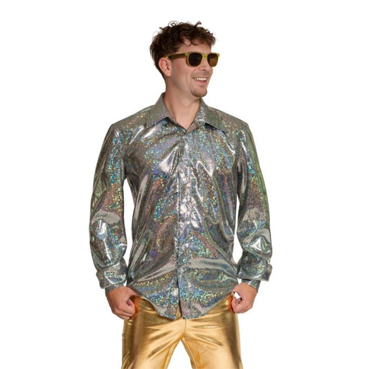 Afbeelding van Shirt Disco Shiny Zilver L