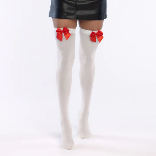 Afbeelding van Stockings wit met rode strik