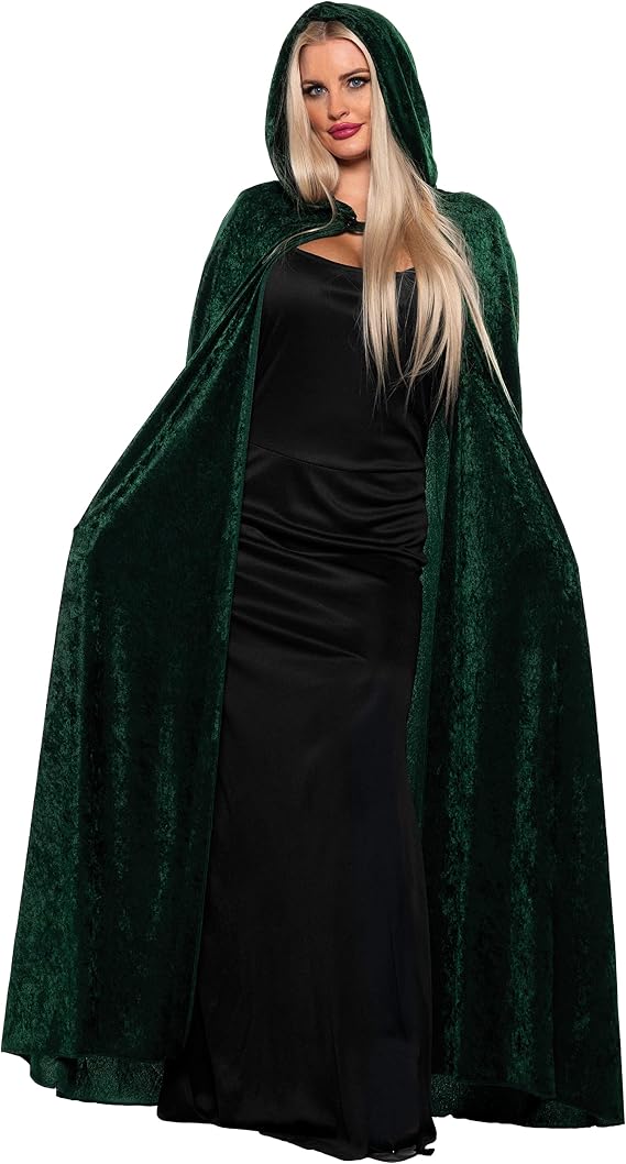 Afbeelding van Velvet Hooded Cape groen