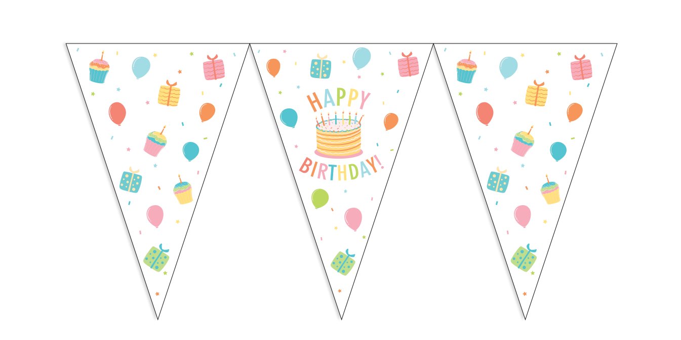 Afbeelding van Vlaglijn Happy Birthday Cake 10 meter