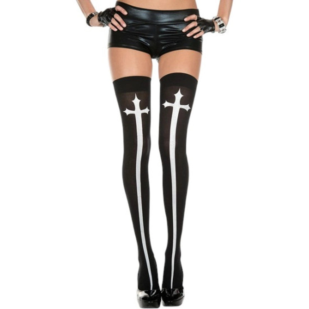 Afbeelding van White Cross Thigh Highs