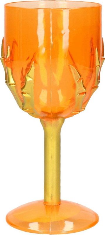 Afbeelding van Wijnglas oranje met skelet hand