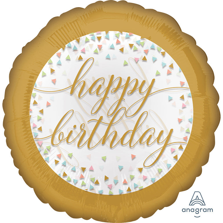 Afbeelding van Folie Happy Birthday pastel goud met helium