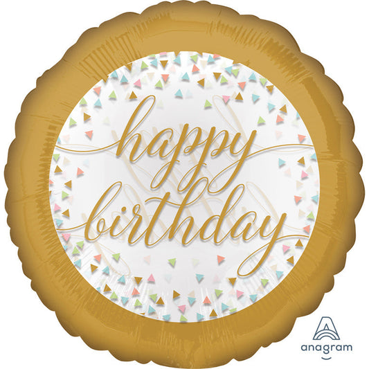 Afbeelding van Folie Happy Birthday pastel goud met helium