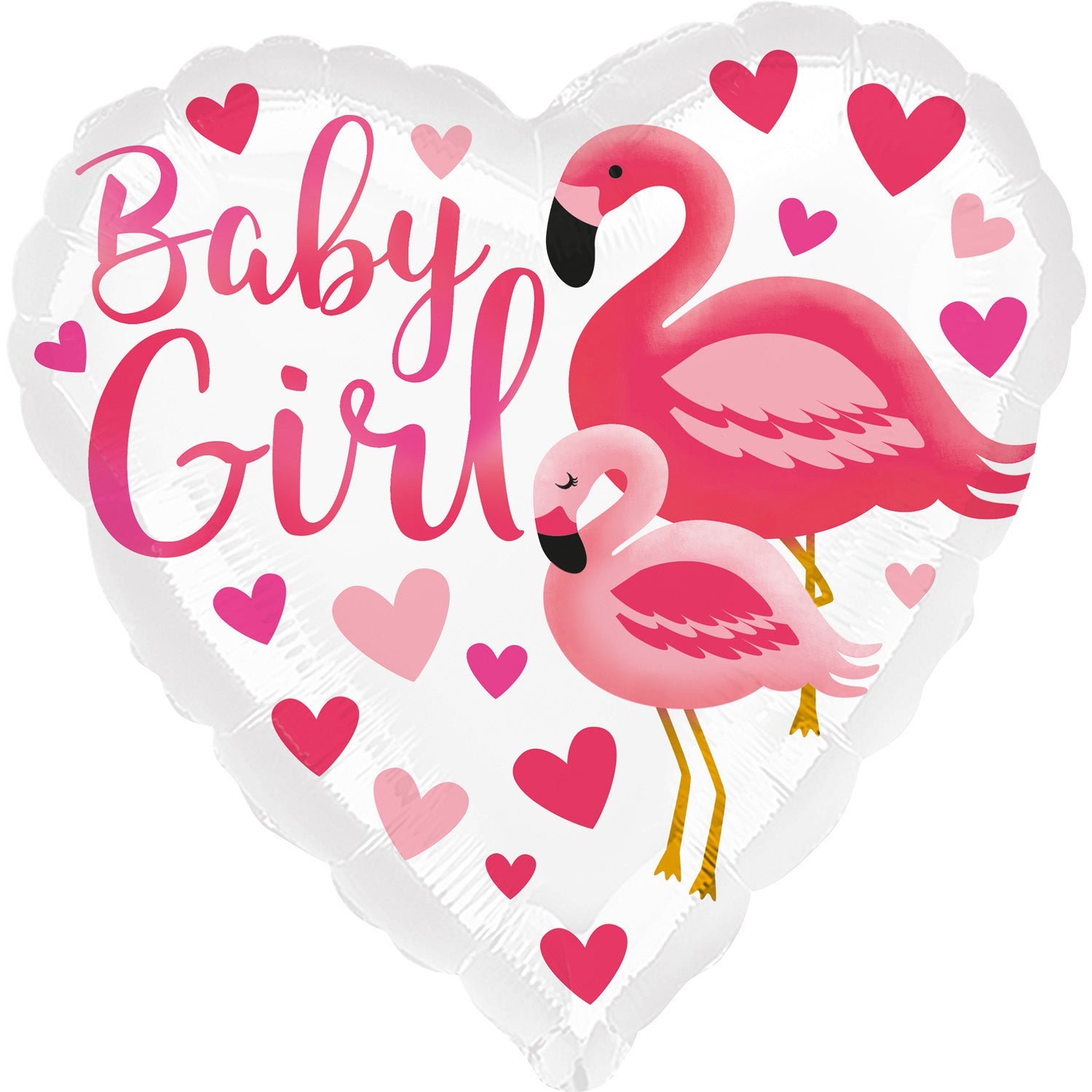 Afbeelding van Folie Hart Baby Girl flamingo,s met helium