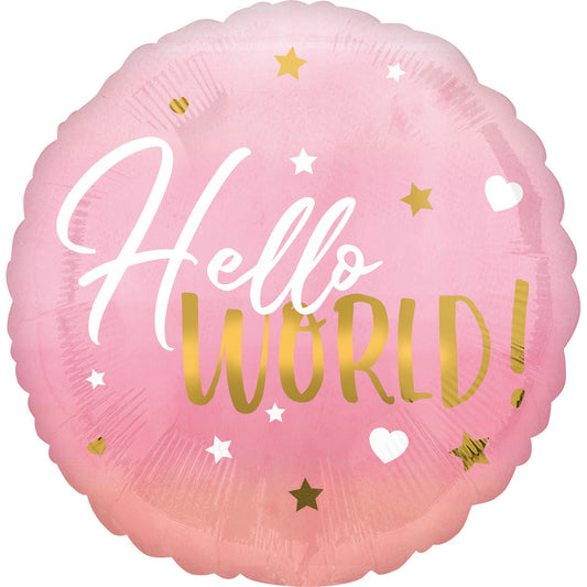 Afbeelding van Folie Hello World pink met helium