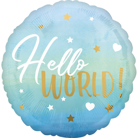 Afbeelding van Folie Hello World blue met helium
