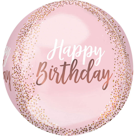 Afbeelding van Orbz Happy Birthday Roze met helium