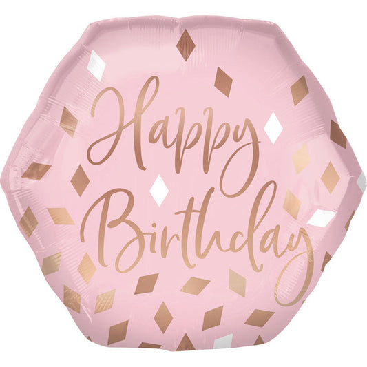 Afbeelding van Supershape Happy Birthday Roze met helium
