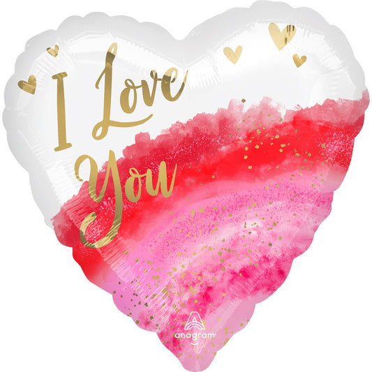 Afbeelding van Folie hart waterverf i love you met helium