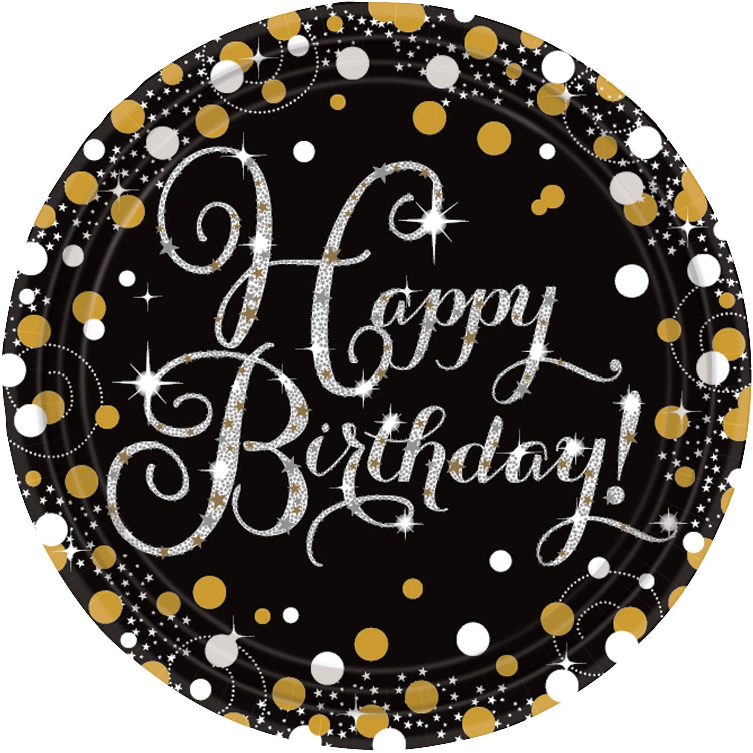Afbeelding van 8 Borden Happy Birthday sparkling celebrations